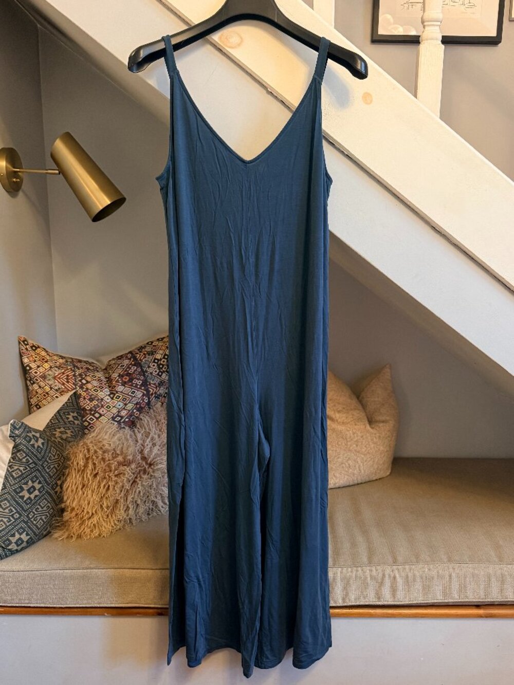 Athleta Nighttime Bliss V-Neck Romper (Sequoia Blue, 1X)